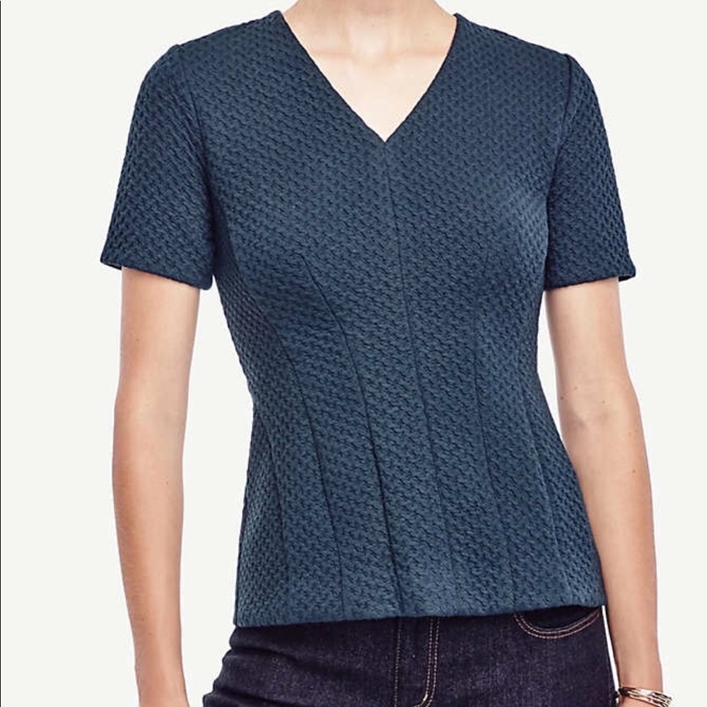 NWT Geo Jacquard Blue Teal Peplum Top